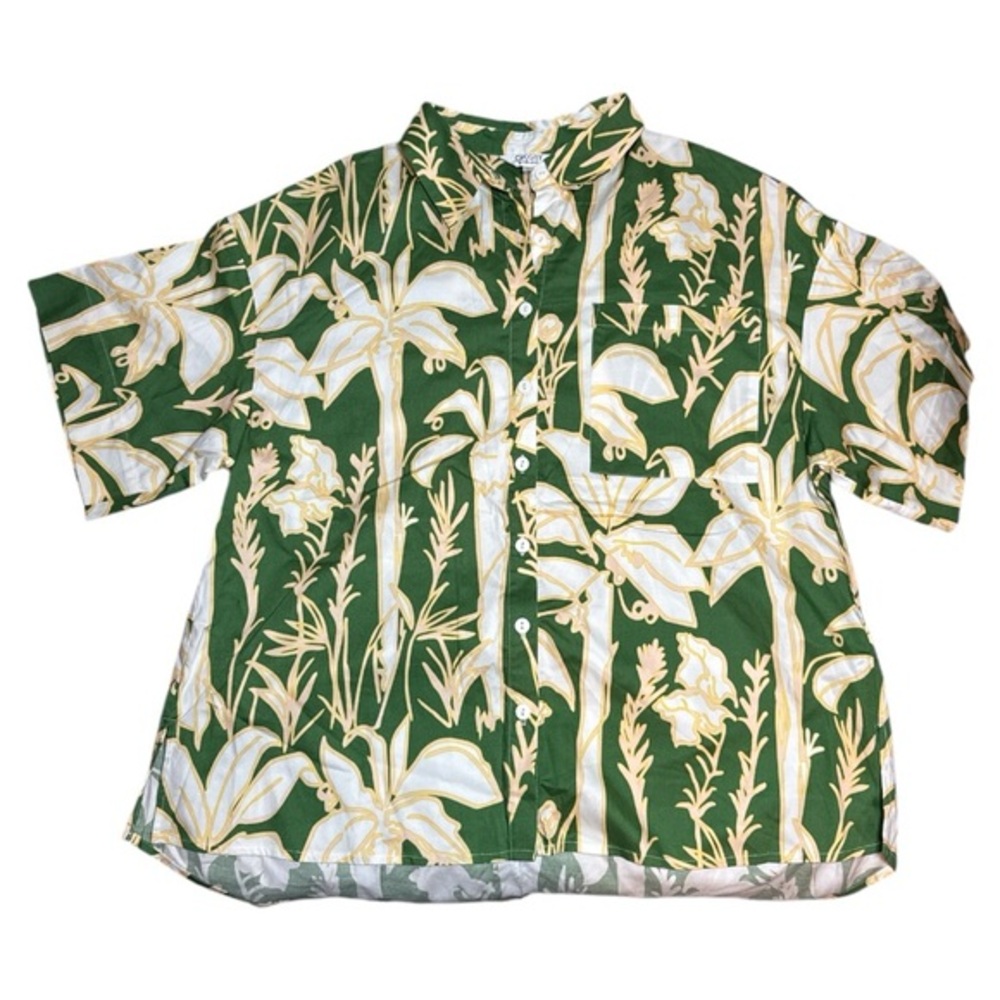 Crosby by Mollie Butch Green and Cream Shirt M